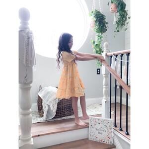 Frolicking In The Flowers Golden Blooming Floral Floaty Swing Dress 6/7